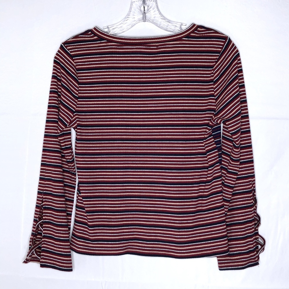 Skies Are Blue Striped Knit V Neck Top NWT - Picture 2 of 5